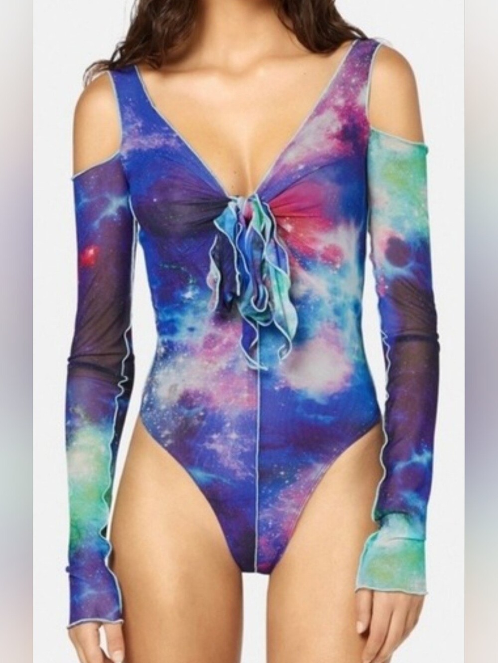 NWT Versace Jeans Couture Space Galaxy Mesh Bodysuit